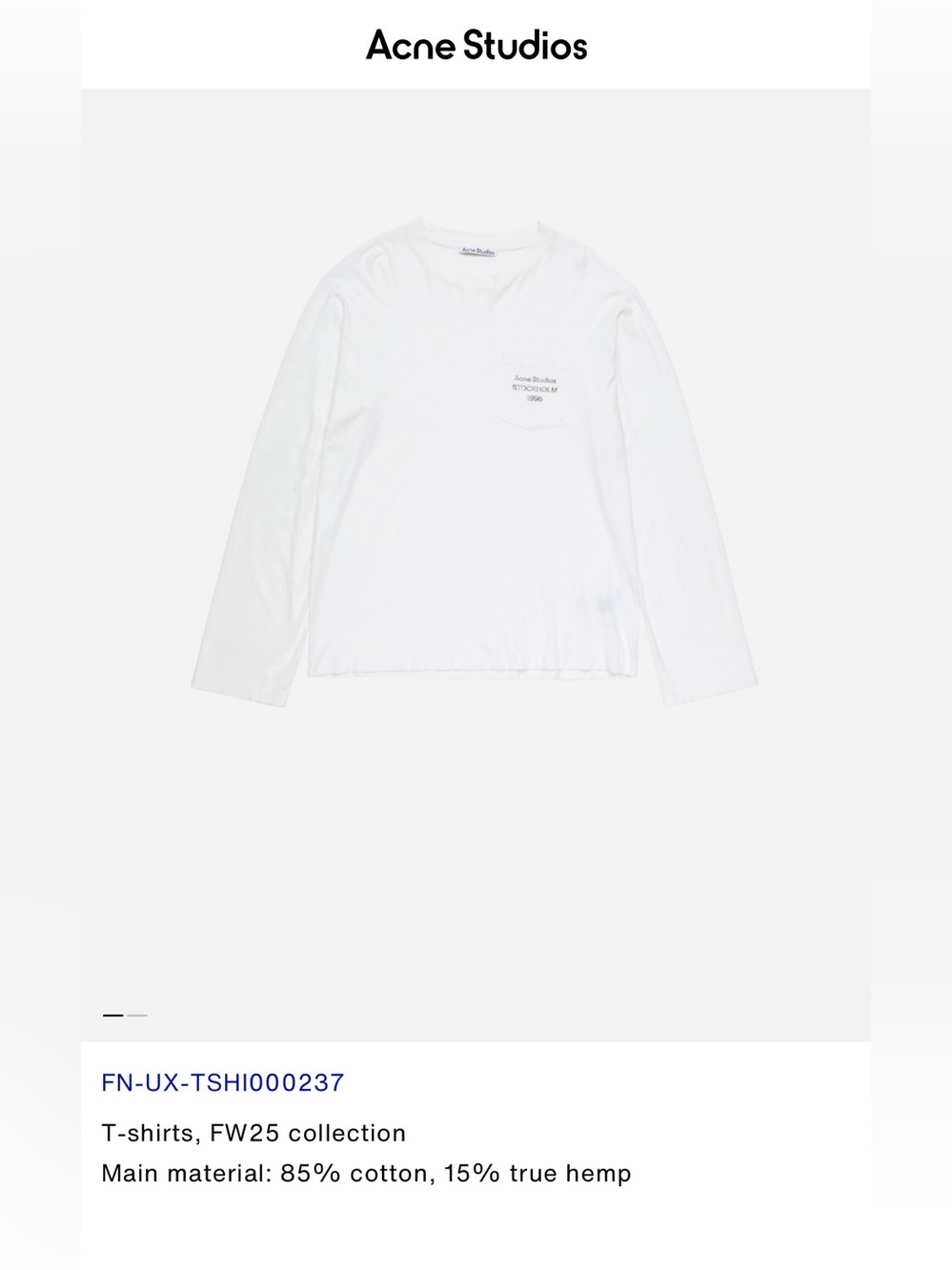 Unisex Acne White Long-Sleeve Logo T shirt